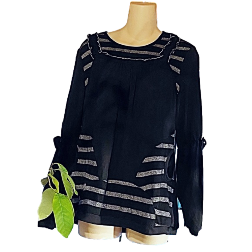 Wcooler - Black & Shiny Silver long top with pockets